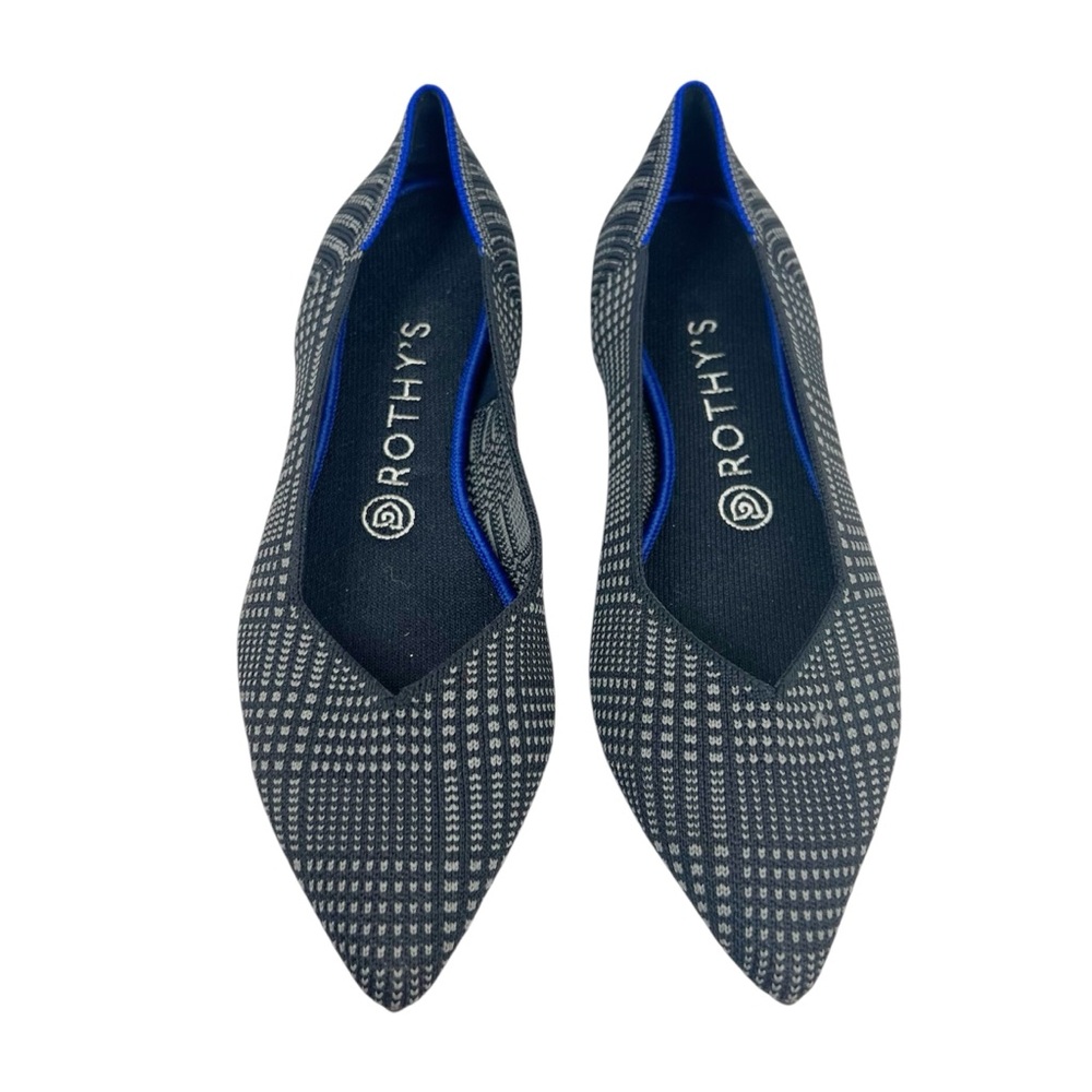 EUC Rothy’s Glen Grey Plaid Retired The Point Ballet Flats